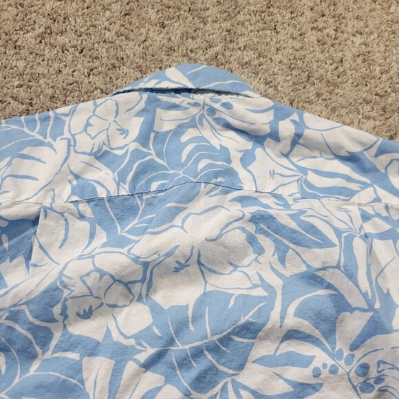 Nautica Shirt Mens Large Blue Floral All Over Print Button Up Beach Cotton - Picture 5 of 7